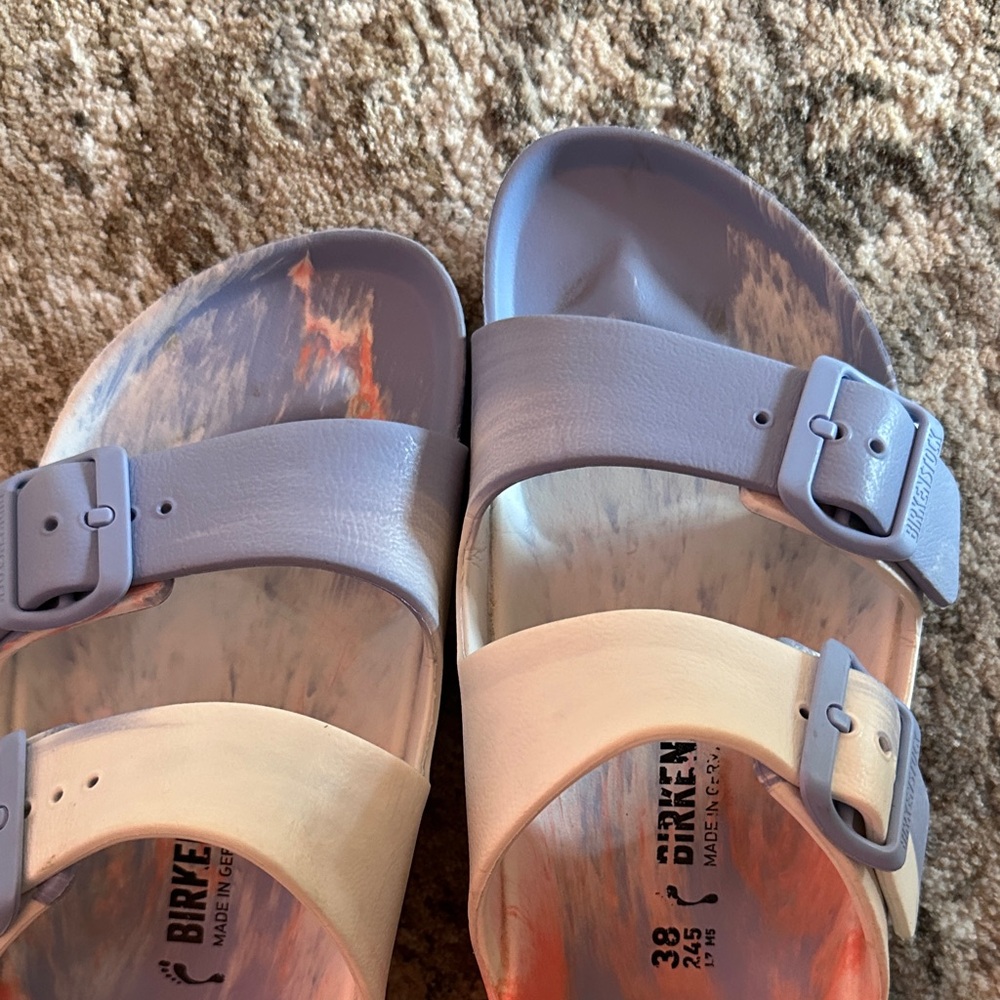 Birkenstock Sandals - Blue and Cream Mix excellent condition - Picture 4 of 5